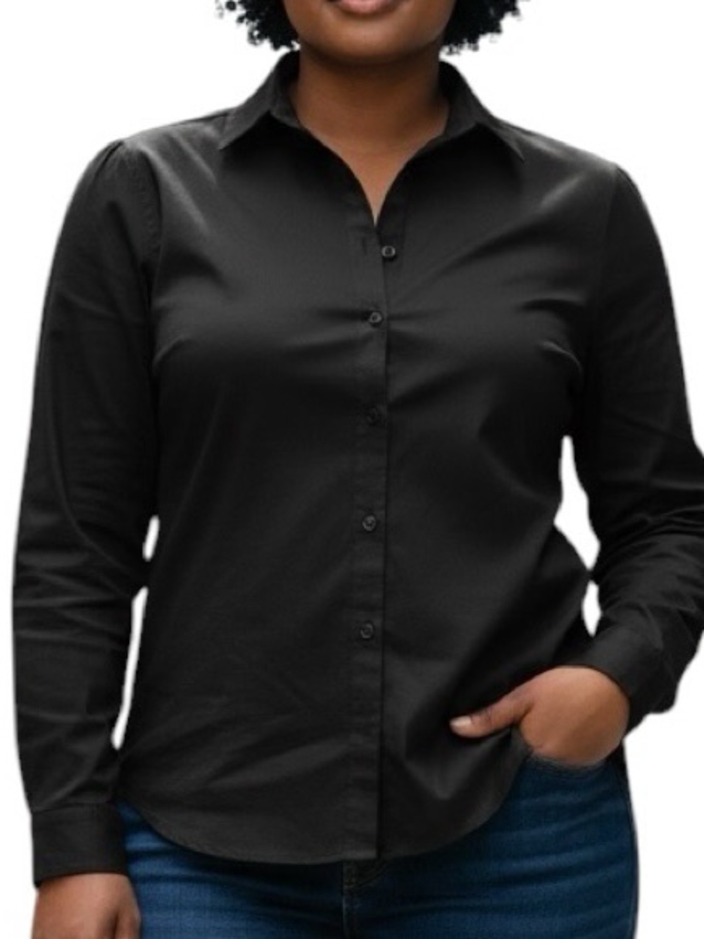 Time and Tru Black Button-Down Shirt - Women's Long Sleeve Size 20 XXL